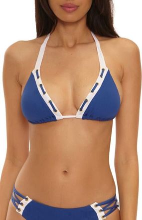 BECCA by Rebecca Virtue Yacht Club Triangle Bikini Top in Navy at Nordstrom, Size Medium