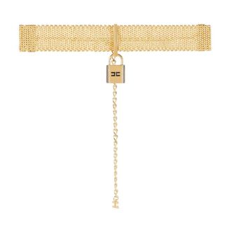 Elisabetta Franchi Accessoires, Dames, Geel, ONE Size, Choker met juweel-hangslot