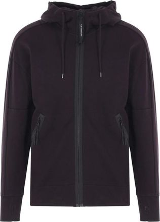 C.P. Company C.p. Company, Hoodies & sweatvesten, Heren, Bruin, L, Katoen, Diagonal Raised Fleece Goggle Zip Sweatshirt