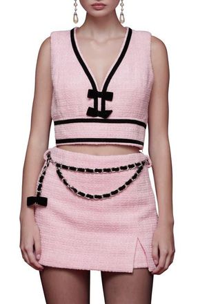 Avec Les Filles Bow Trim Sleeveless Crop Top in Candy Pink at Nordstrom, Size X-Small