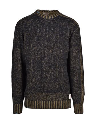 Bob Dark Tones Virgin Wool Textured Crewneck Sweater
