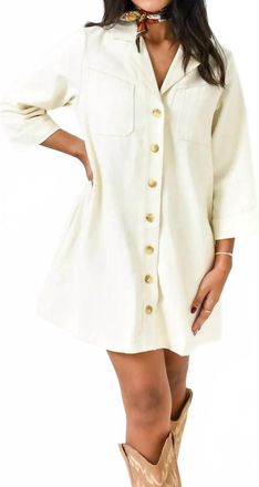 Entro Denim Darling Mini Dress In Ecru