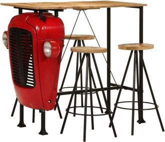 vidaXL Set De Mesa Y Taburetes De Bar 5 Piezas Madera Maciza De Mango Vidaxl