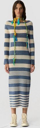 Guest In Residence Striped Rib Dress In Navy/cream