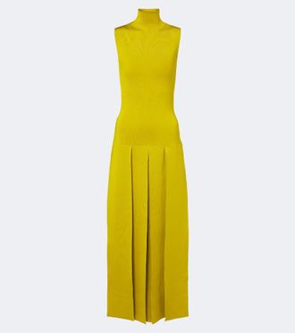 Alaia Ala&iuml;a Pleated knitted maxi dress