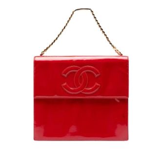 Chanel Pre-owned Clutches, female, Red, Size: ONE SIZE Pre-owned Patent Leather Chain Clutch