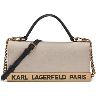 Karl Lagerfeld Jacqueline Canvas Crossbody in Natural/black at Nordstrom