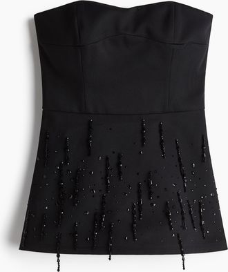 H&M Bandeau-Top mit Stickereien - Schwarz