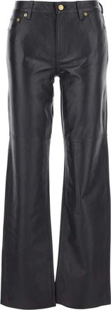 Michael Kors Rechttoe-rechtaan leren broek - Dames - Leren Broeken - Bruin - XS - Leer - Broeken