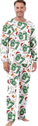 Generic 67 Meme Pyjamas Set Men Women Six Seven Number 6 7 Shirt Sleepwear Long Sleeve Tops And Pants 2 Piece Outfit Christmas Pjs (White, XXL)