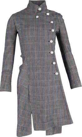 Chloé Pre-owned Womens Chloé Plaid Button-Detailed Coat in Grey Wool - Size EU 36 (Womens)