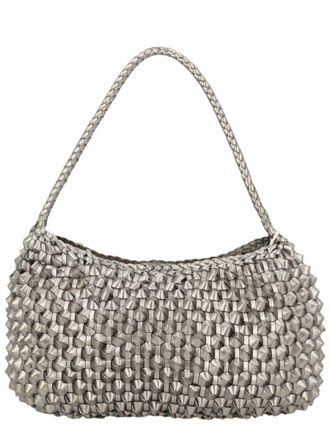 Dragon Diffusion Silver Woven Leather Shoulder Bag