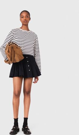 Maje Striped Long-sleeved T-Shirt - White/navy - Maje