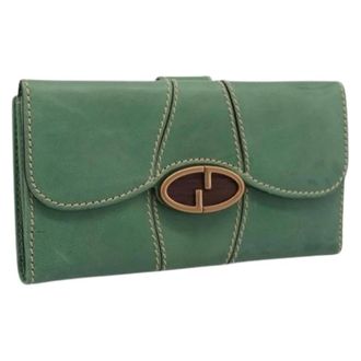 Gucci Pre-owned Vintage Long Wallet - Dames - Vintage Accessoires - Groen - ONE Size - Leer - Vintage