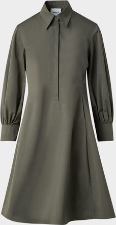 Akris Long-Sleeve Heavy Cotton Poplin Mini Shirtdress