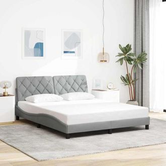 vidaXL Cama Sin Colch&oacute;n Tela Gris Claro 160x200 Cm Vidaxl