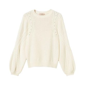 Twinset Ronde hals gebreid - Dames - Ronde hals truien - Wit - S - Truien & Vesten