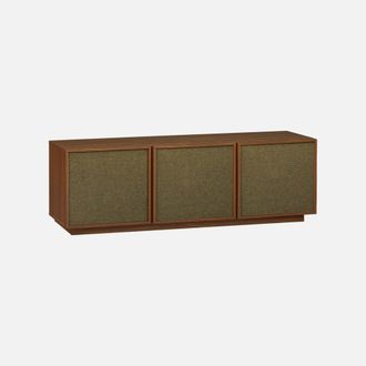 Sweeek Mueble De Tv Efecto Madera Y Tela Con 3 Puertas, 140cm