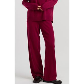 Chinti and Parker Wool Cashmere Wide Leg Track Pants in Cherry at Nordstrom, Size X-Large