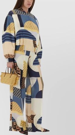 Fendi elastic hem geometric print long sleeves ribbed cuffs