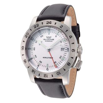 Glycine Airman Vintage GMT Quartz Ivory Dial Mens Watch GL1050