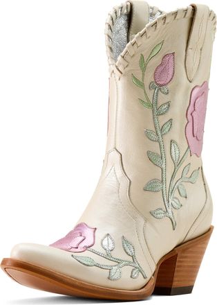 Ariat Womens Arrosa J Toe Western Boots in Ivory Pearl Garden Shine, B Medium Width, Size 7.5, by Ariat