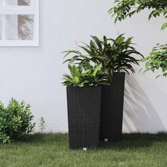 Berkfield Home Planter with Removable Inner Anthracite 11 / 26.5 L PP Rattan in Black