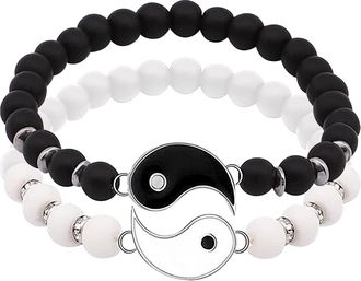 Generic Best Friend Bracelets 2 Matching Yin And Yangs Adjustable Rope For Friendship Relationship Boyfriend Girlfriend Valentines Day Gift Small Stud Earring