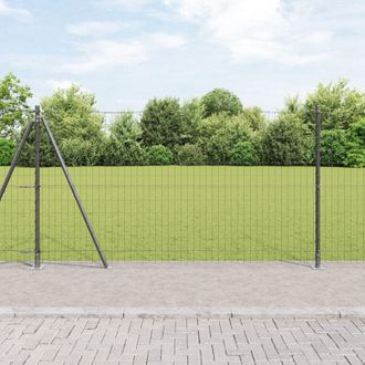 Berkfield Home Euro Fence with 13 Flanged Posts 1.2x25 m Galvanised Steel in Silver