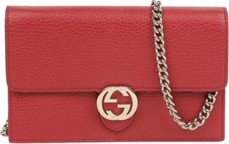 Gucci Pre-owned Cross Body Bags, female, Red, Size: ONE SIZE Pre-owned Interlocking Mini WOC Shoulder Crossbody Bag