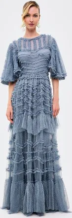 Beauut Flutter Ruffle Maxi Dress in Powder Blue at Nordstrom, Size 4