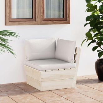 vidaXL Sof&aacute; De Esquina De Palets De Jard&iacute;n Cojines Abeto Impregnado Vidaxl
