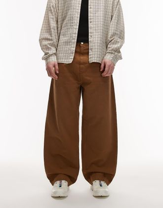Carhartt Work in Progress Brandon - Pantaloni dritti ampi marroni con abrasioni-Marrone