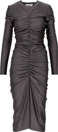 Philosophy di Lorenzo Serafini Elegante Midi-jurk met Gedrapeerd Effect - Dames - Casual kleedjes - Grijs - XS - Satijn - Kleedjes