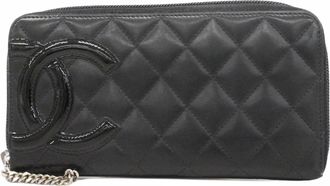 Chanel Black Leather Long Wallet (Bi-Fold) (Pre-Owned)