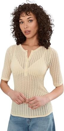 Sanctuary Going Places Pointelle Sweater Womens Sweater Lemon Drop : LG (US 10-12), Polyester/Viscose