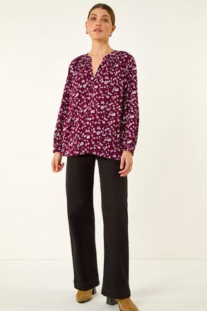 Roman Floral Print Raglan Top