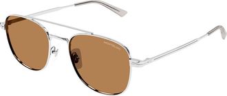 Montblanc MB0363S Asian Fit 005 Mens Sunglasses Silver Size 51