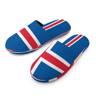 Generic Flag of Iceland Mens Cozy Memory Foam Slippers Warm Cotton House Shoes Comfy Slipper for Indoor Outdoor