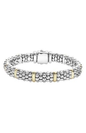 Lagos Oval Caviar Rope Bracelet in Silver/Gold at Nordstrom, Size Medium
