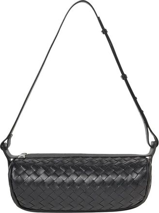Bottega Veneta Intrecciato Crossbody Tas met Toprits - Heren - Schoudertassen - Zwart - ONE Size - Leer - Tassen