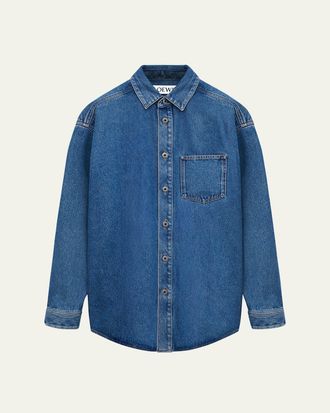 Loewe Mens Anagram-Sleeve Denim Overshirt