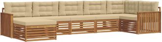 vidaXL Conjunto De Sof&aacute;s De Exterior 7 Uds. Natural Y Beige Vidaxl