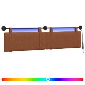 vidaXL Cabecero Colgante Con Luz Led Marr&oacute;n Pu Antiguo Vidaxl