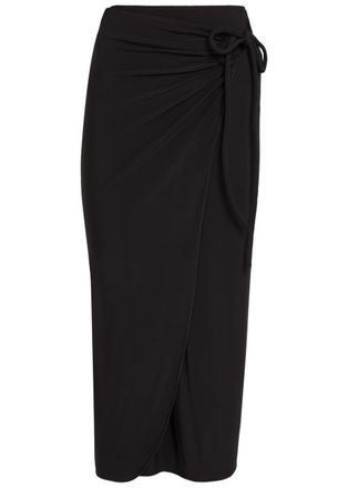 Max Mara Afoso Jersey Midi Wrap Skirt - Black - S (UK8-10 / S)