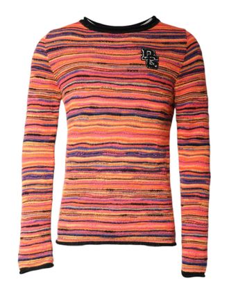 Dolce & Gabbana Mens Striped Wool-Blend Knit Sweater Orange Virgin Mohair