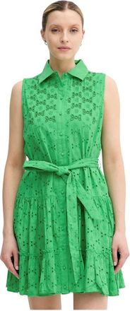 Lola Casademunt Mini Shirtjurk - Dames - Shirt Kleedjes - Groen - S - Katoen - Kleedjes