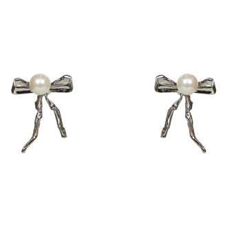 Marni Earrings, female, Yellow, ONE SIZE, Bow Detail Pearl Earrings