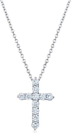 Kwiat 18kt witgouden halsketting met diamanten kruishanger - Zilver