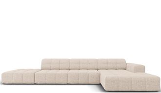 BLOOMINGLOFT 5-Sitzer Design Ecksofa Chicago mit Ottomane links/Eckteil rechts, Chenille-Bezug